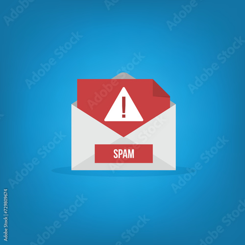 Spamming mailbox icon. Email hacking and spam warning symbol. EPS10 Vector Illustration.	