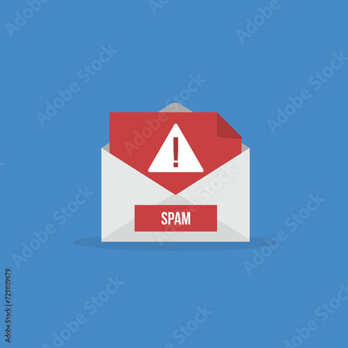 Spamming mailbox icon. Email hacking and spam warning symbol. EPS10 Vector Illustration.	