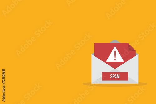 Spamming mailbox icon. Email hacking and spam warning symbol. EPS10 Vector Illustration.	