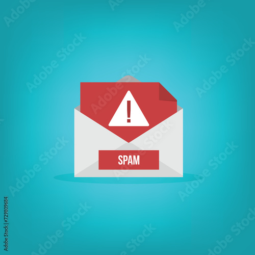 Spamming mailbox icon. Email hacking and spam warning symbol. EPS10 Vector Illustration.	