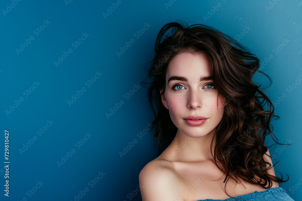 Middle aged woman portrait with copy space background Middle aged woman portrait with copy space background