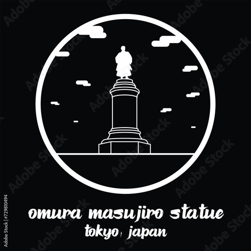 Circle Icon Omura Masujiro Statue. Vector illustration
