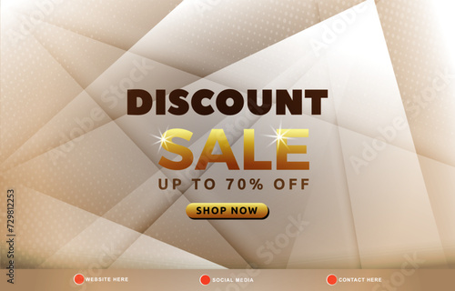 discount sale template banner with copy space for product sale with abstract gradient dark brown and white background design