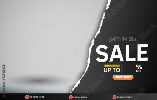 limited sale discount template banner with copy space for product sale with abstract gradient black and white background design