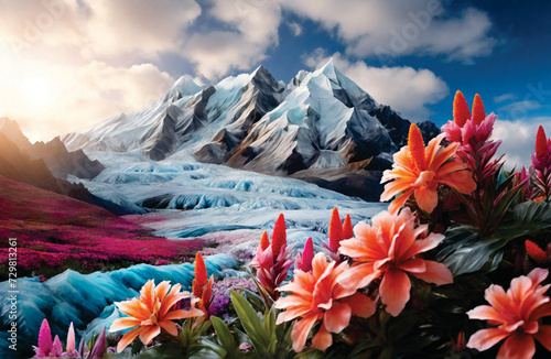 Icey Landscape with Flowers photo