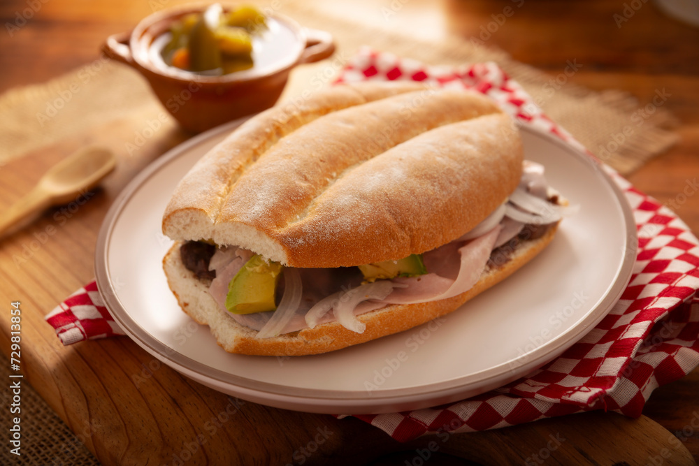 Mexican ham sandwich, in Mexico it is called Torta de Jamon, it is the