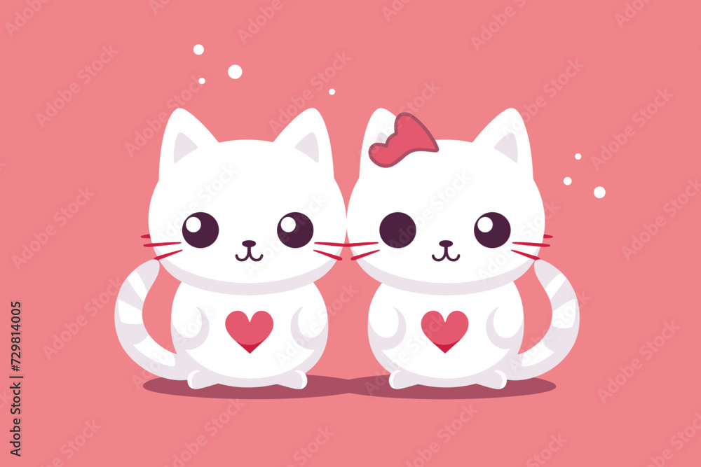 valentines day cute cat couple vector illustration