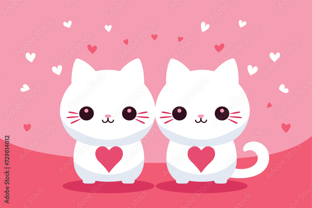 valentines day cute cat couple vector illustration valentines day cute cat couple vector illustration