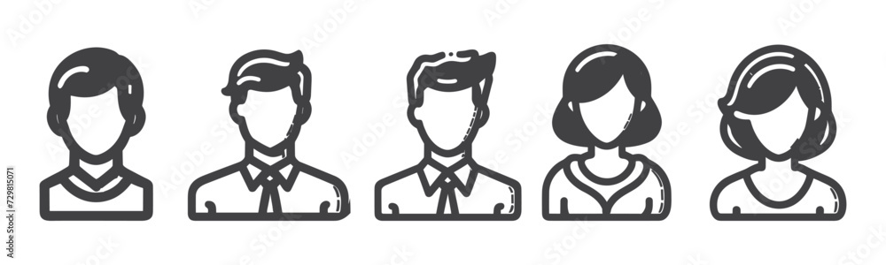 User symbol set line icon illustration