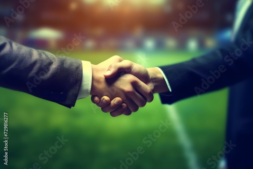 Two football managers shaking hands photo