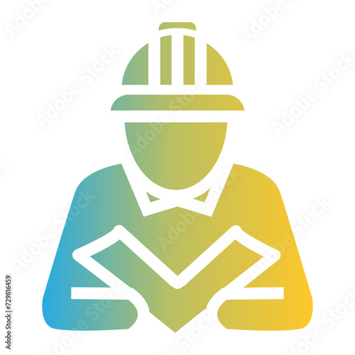 construction icon on flat gradient style. icon of an architect