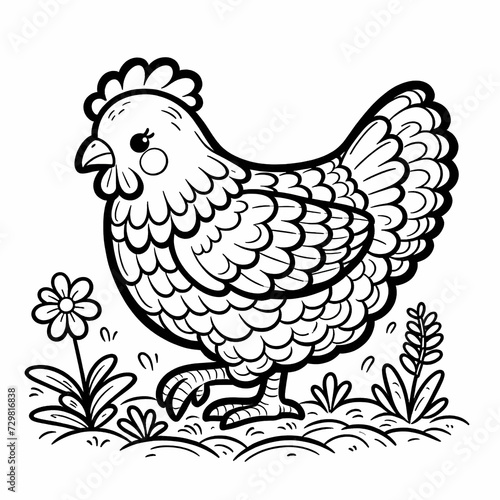  Baby Little Chicken, Hen, coloring page style