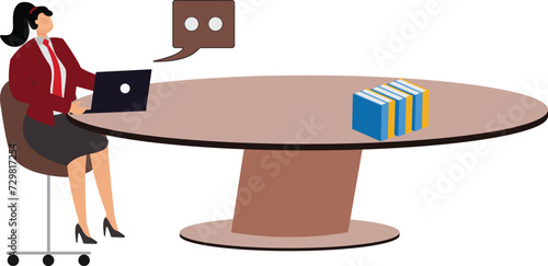 Businesswoman computer programmer, designer using laptop at desk