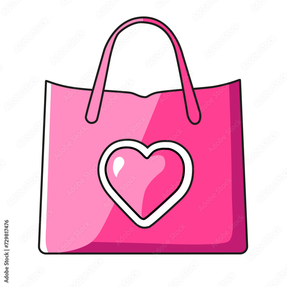 Vector icon bag with heart for Valentine day. Flat design element collection. For greeting card Vector icon bag with heart for Valentine day. Flat design element collection. For greeting card