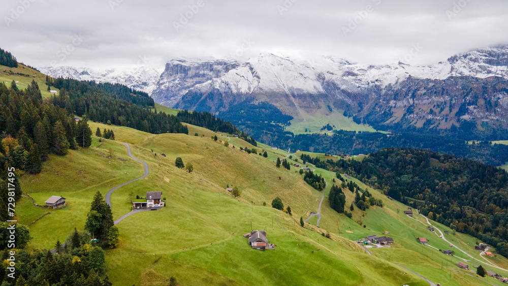 landscape of Switzerland, photo from a drone