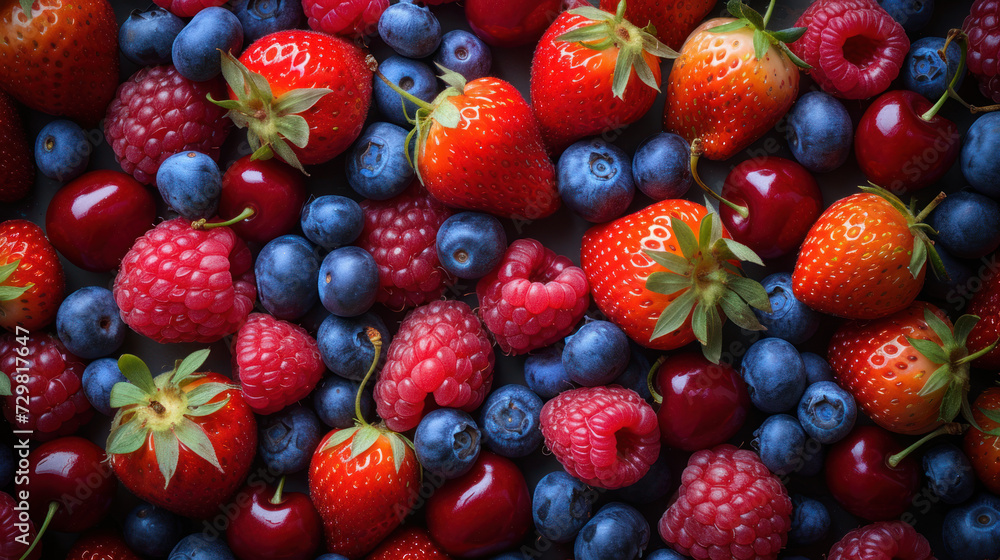 Assorted Fresh Berries in Close-Up Background. Assorted Fresh Berries in Close-Up Background.