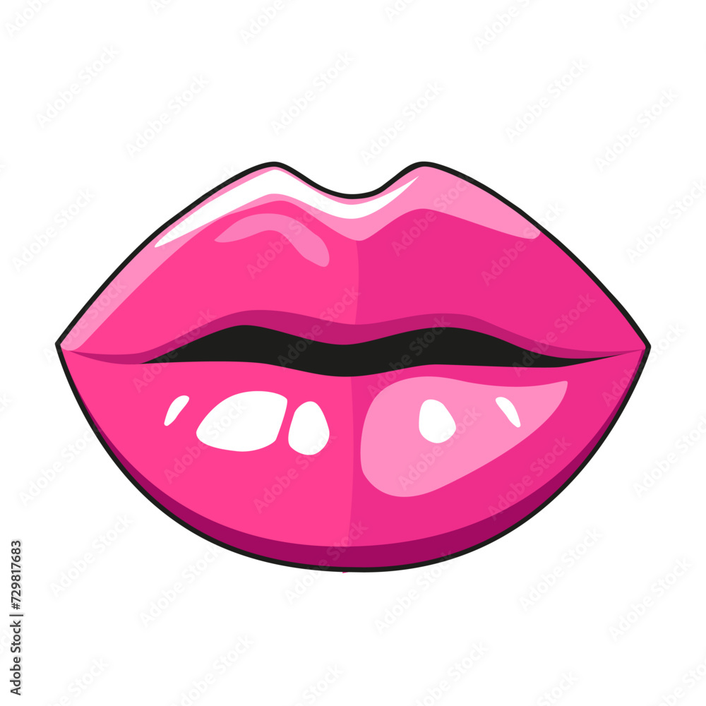 Vector icon pink lips for Valentine day. Flat design element collection. For greeting card Vector icon pink lips for Valentine day. Flat design element collection. For greeting card