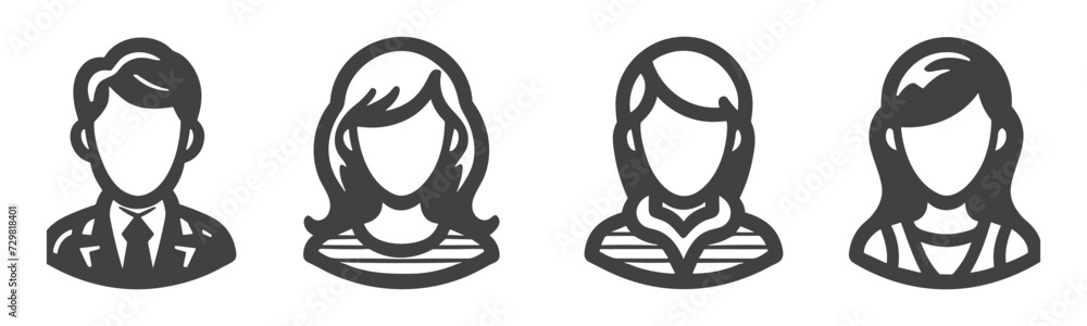 User symbol set line icon illustration User symbol set line icon illustration