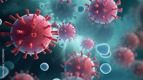 Covid-19 footage, microscopic view of flying virus
