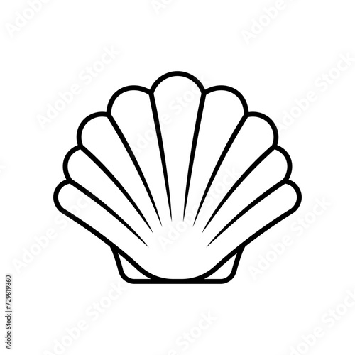Pearl shell line icon isolated on white background.