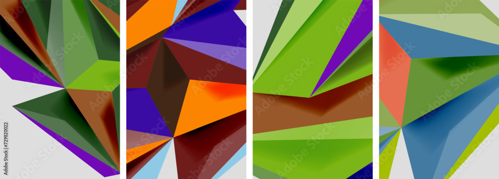 Set of mosaic triangle pattern abstract posters. Vector illustration For Wallpaper, Banner, Background, Card, Book Illustration, landing page Set of mosaic triangle pattern abstract posters. Vector illustration For Wallpaper, Banner, Background, Card, Book Illustration, landing page
