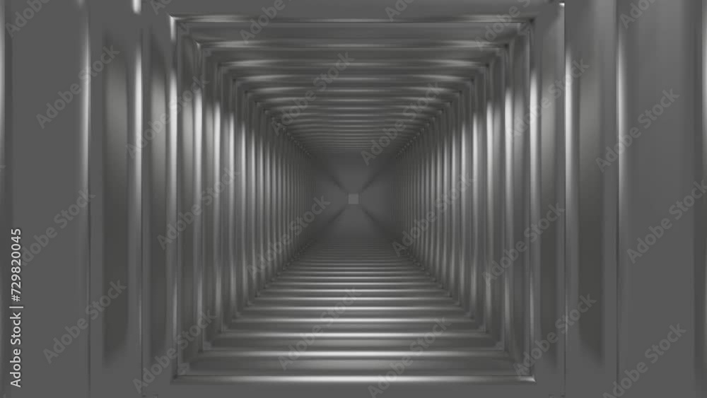 endless movement forward along a gray corridor made of square frames. animated looping background. 3D render endless movement forward along a gray corridor made of square frames. animated looping background. 3D render