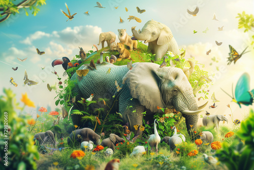 Earth Day or World Wildlife Day concept. Save our planet, protect green nature.