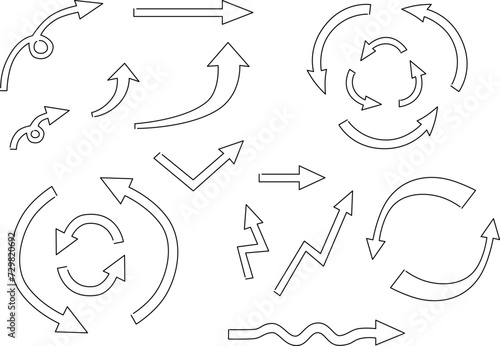 手書風の矢印マークセット＿黒
