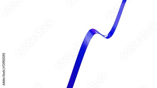 blue glossy stripe moves on a white background. animated looping background. 3D render