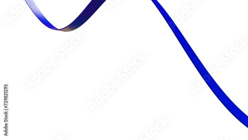 blue glossy stripe moves on a white background. animated looping background. 3D render