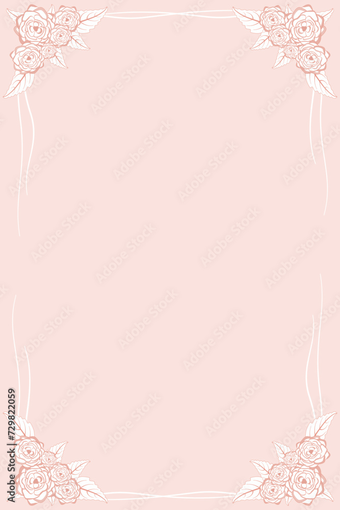 Vector - Beautiful pink border with sweet rose. Copy space. Can be use for card, invitation, wedding, banner.