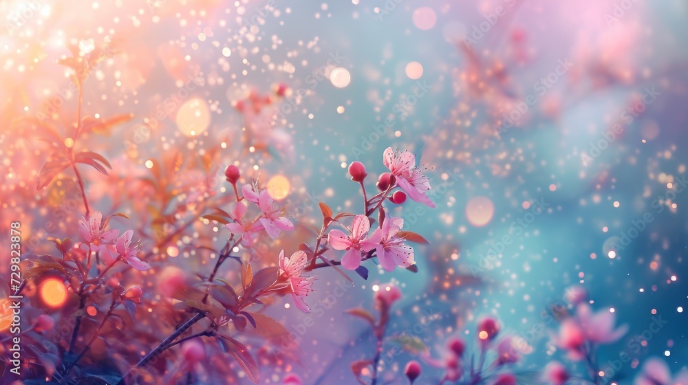 a blurry photo of pink flowers in a field with boke of light coming from the top of the flowers and the bottom of the flowers in the foreground. a blurry photo of pink flowers in a field with boke of light coming from the top of the flowers and the bottom of the flowers in the foreground.