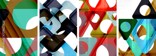 Abstract background set featuring captivating triangles. Harmonious blend of geometry and style, these designs bring modern flair