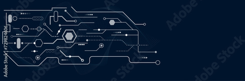 Vectors Digital technology and science background Quantum computer technologies concepts, large data processing. Futuristic blue circuit board background photo