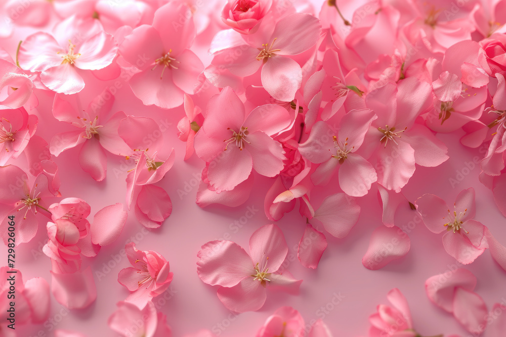 Top view pink cherry blossom on pastel pink background, Flat lay minimal fashion Top view pink cherry blossom on pastel pink background, Flat lay minimal fashion