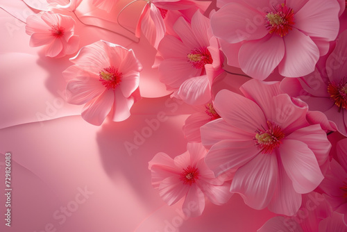 Top view pink rose petals on pastel pink background  Flat lay minimal fashion