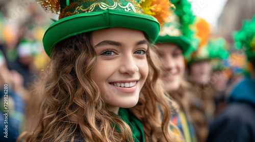 Young people participating in the St. Patrick's Day street parades.