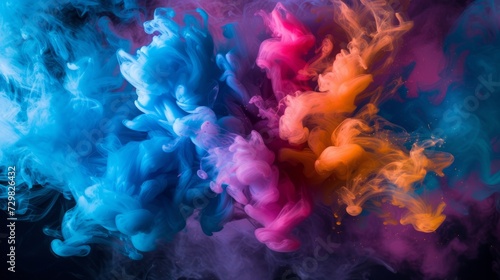 Colorful powder explosion on black background. Abstract pastel color dust particles splash © Dzmitry Halavach