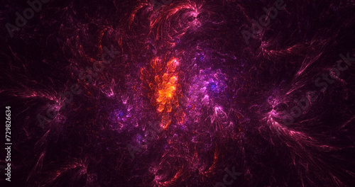 3D manual rendering abstract multicolor supernova fractal light background 
