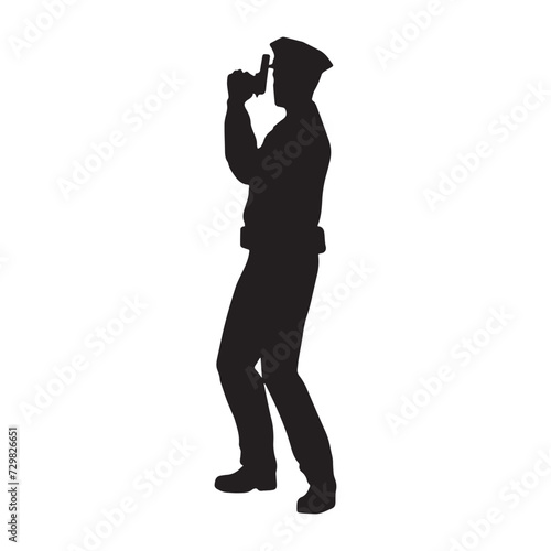police silhouette vector isolated black on white background