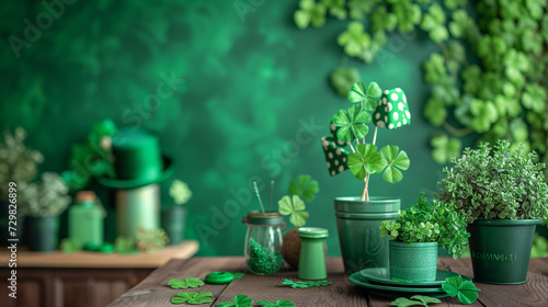 Green themed photo booth for St. Patricks Day holiday celebrations.