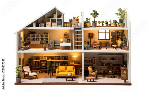 Dollhouse Featuring Isolated Miniature Furniture