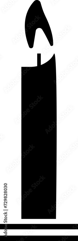 Candle silhouettes for religion commemorative and party icon. Vector Black flat symbol isolated on transparent background. Editable stroke for ui and ux, website or mobile application