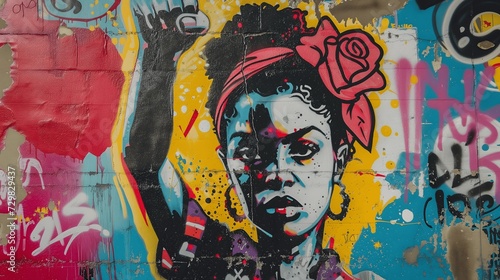 Rebel Spirit - Vibrant Street Art of Iconic Female Figure