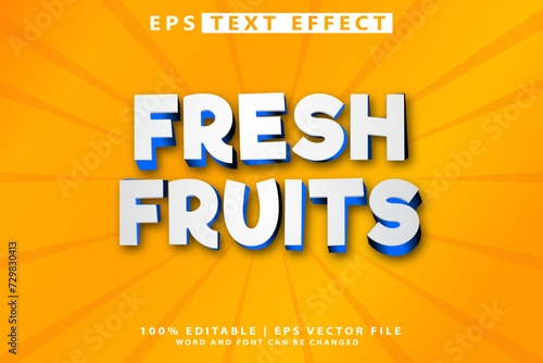 editable 3D cartoon text effect featuring fresh fruits
