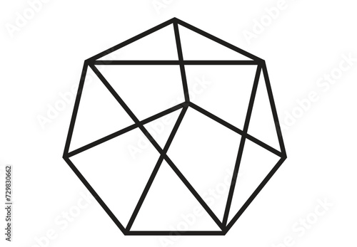 Heptagon Wireframe Abstract. Editable Clip Art.