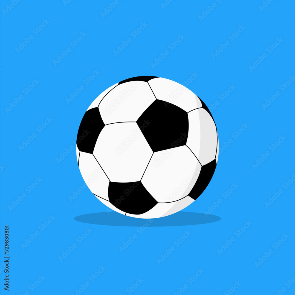 Soccer ball flat vector design on blue background