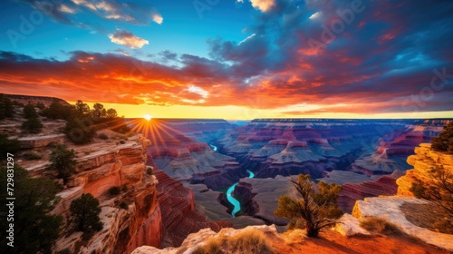 Sunrise Over Grand Canyon with Colorado River