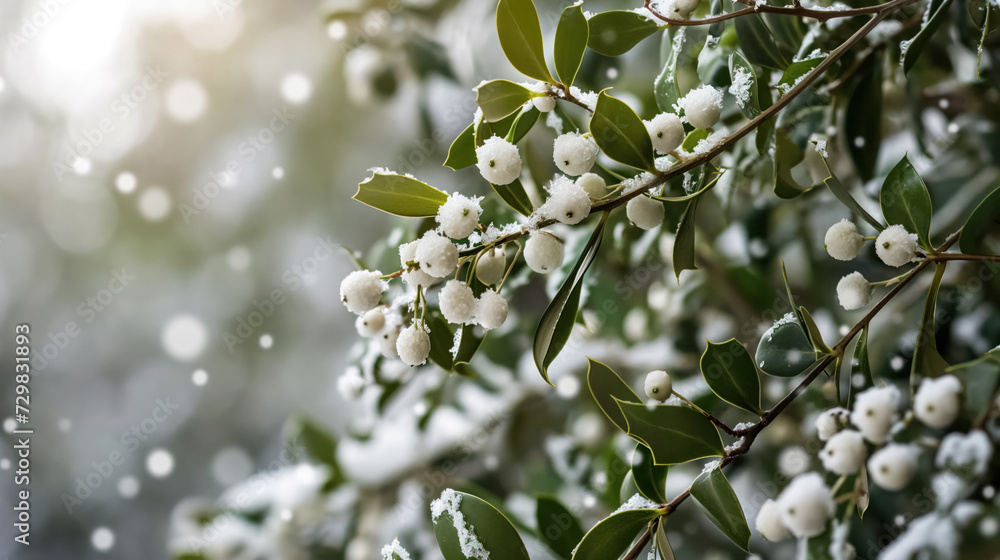 Snow-kissed berries on a branch in winter light. Snow-kissed berries on a branch in winter light.