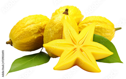 Star fruit set against white background.